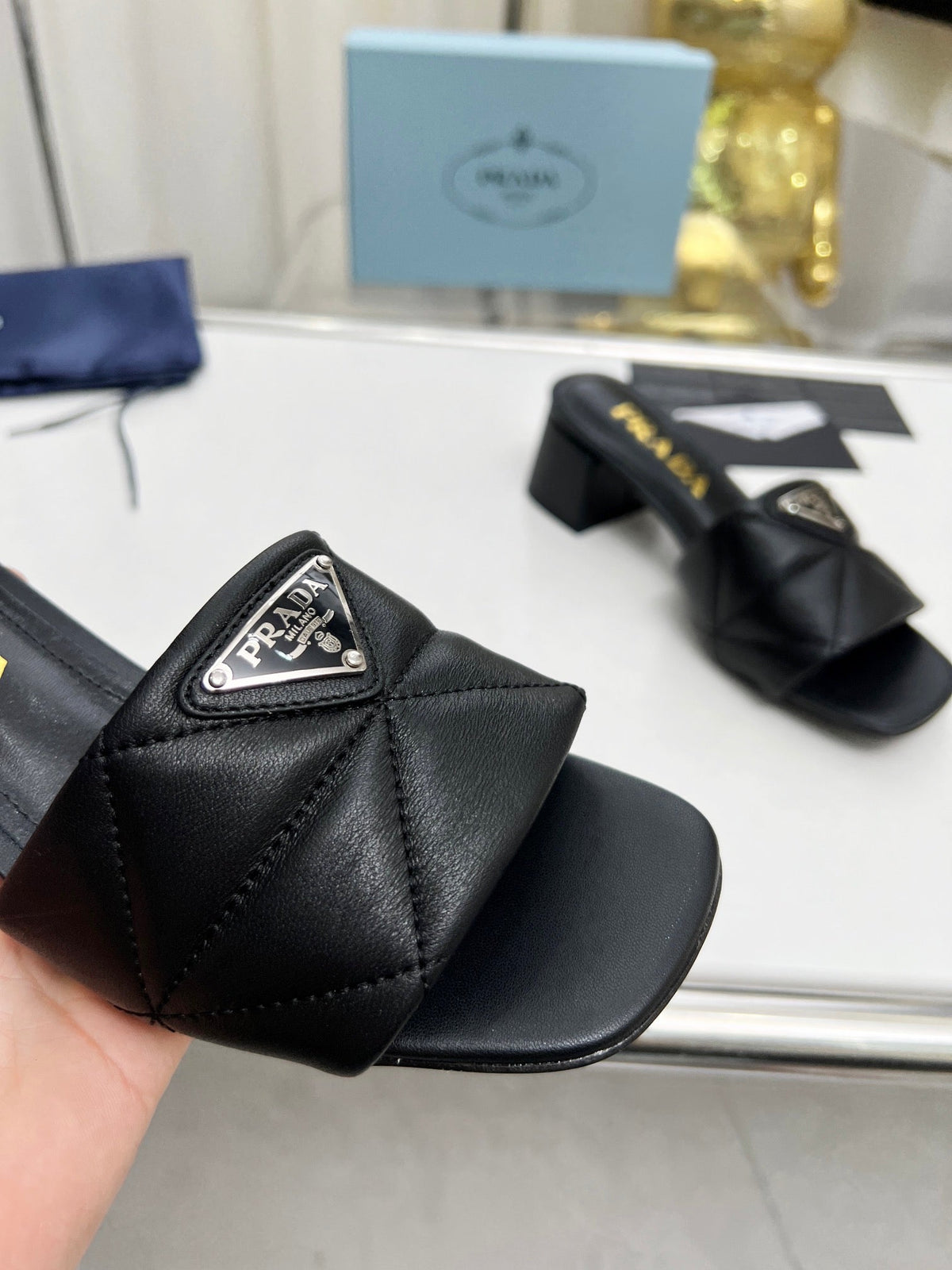 PRA EMBROIDERED SANDALS 45 BLACK LAMBSKIN