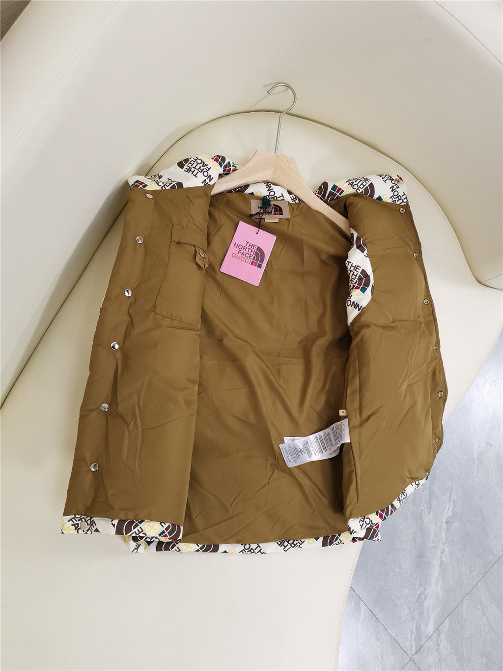 The North Face x Gucci White Diagonal Logo-Print Quilted Vest