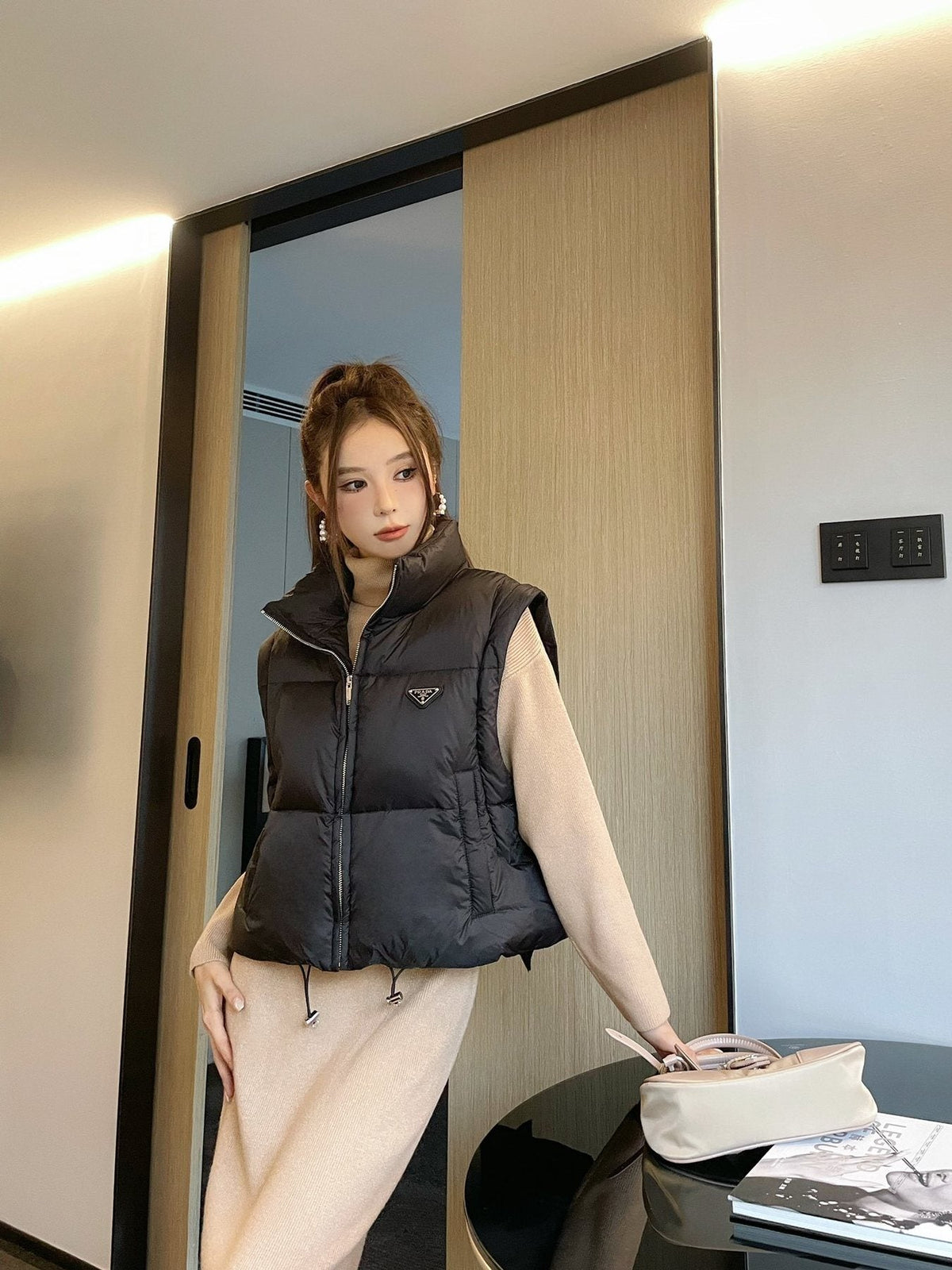 Prada Cropped Quilted Puffer Vest