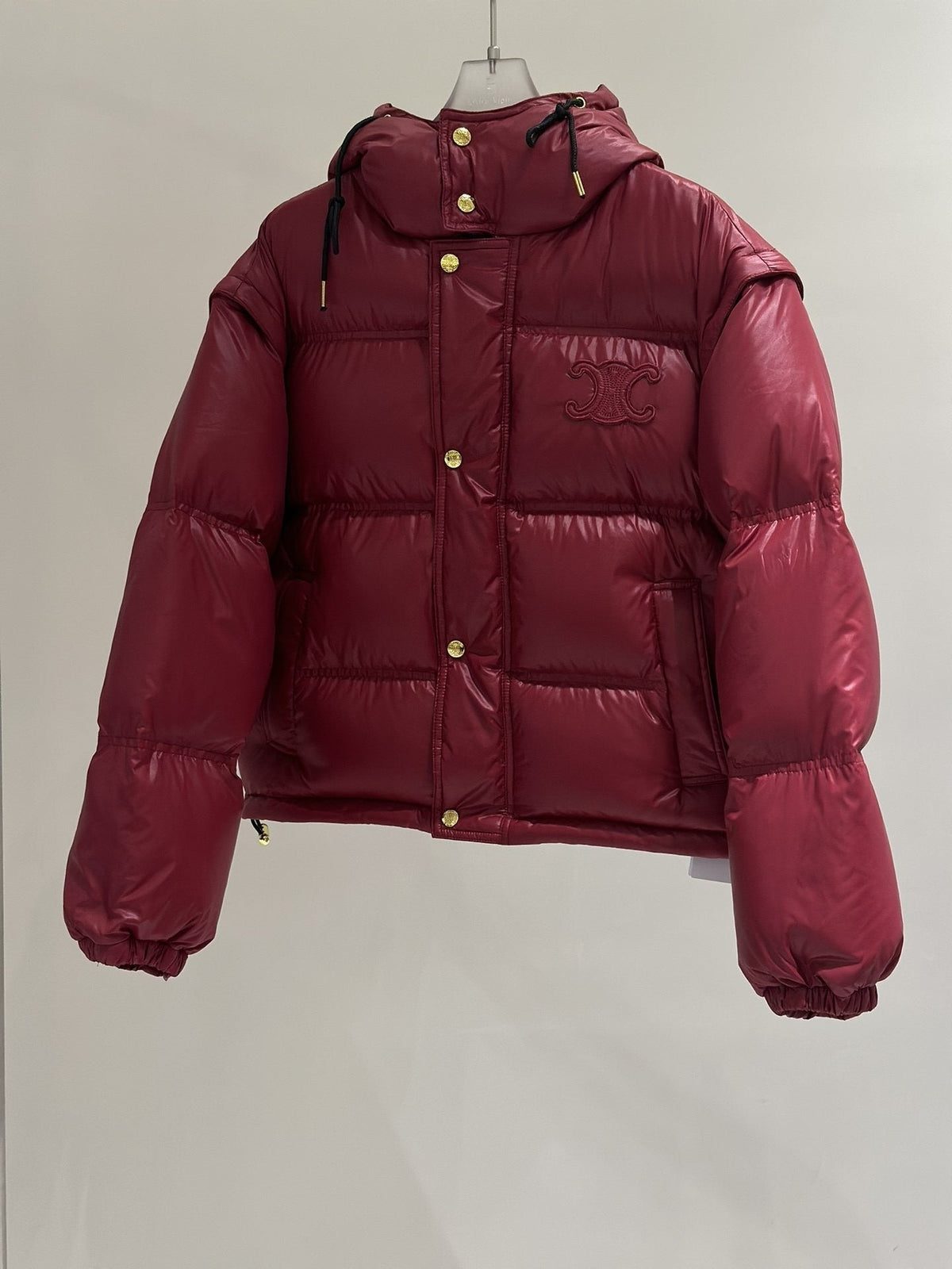 Celine Glossy Hooded Quilted Puffer Coat