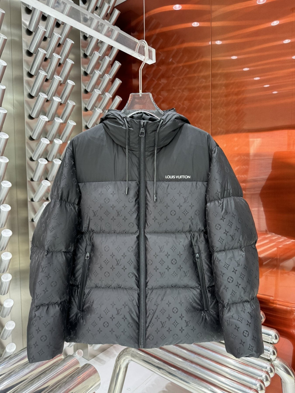 LV Hooded Quilted Puffer Coat
