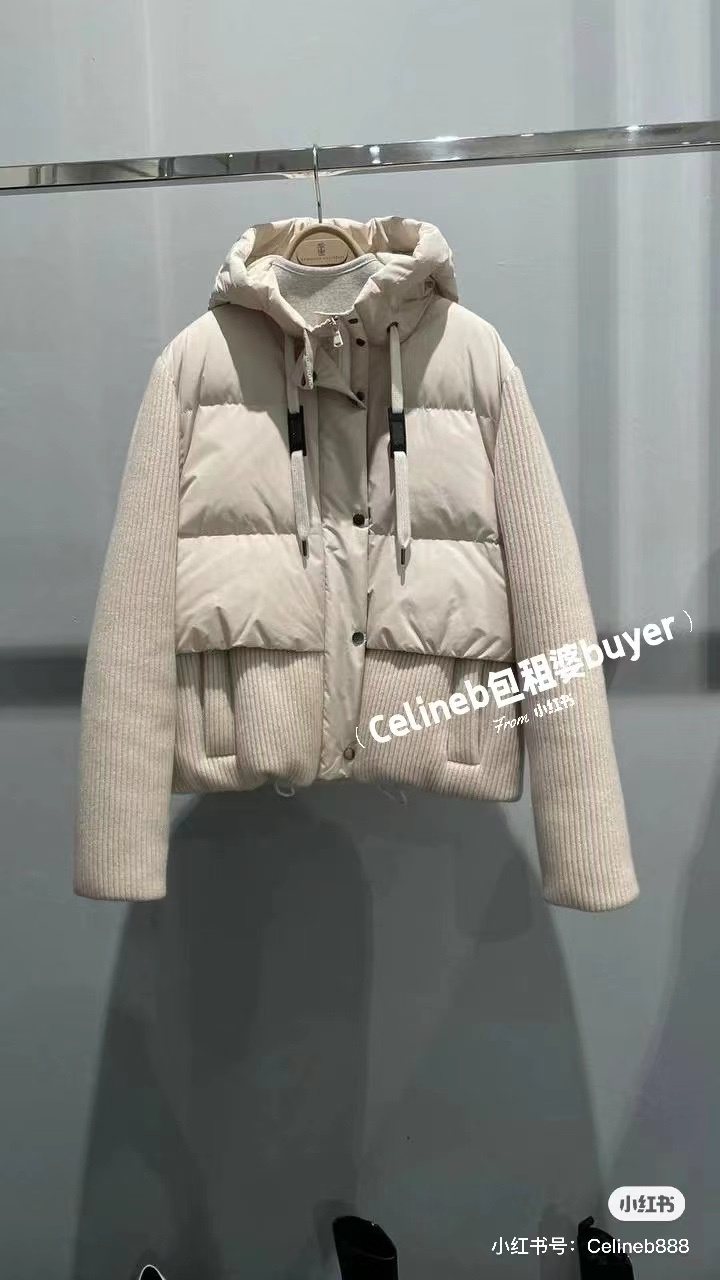 Moncler Hooded Knit-Sleeve Puffer Jacket