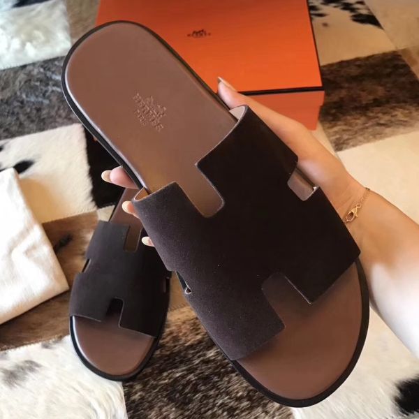 HERM Izmir Sandals In Chocolate Suede Leather