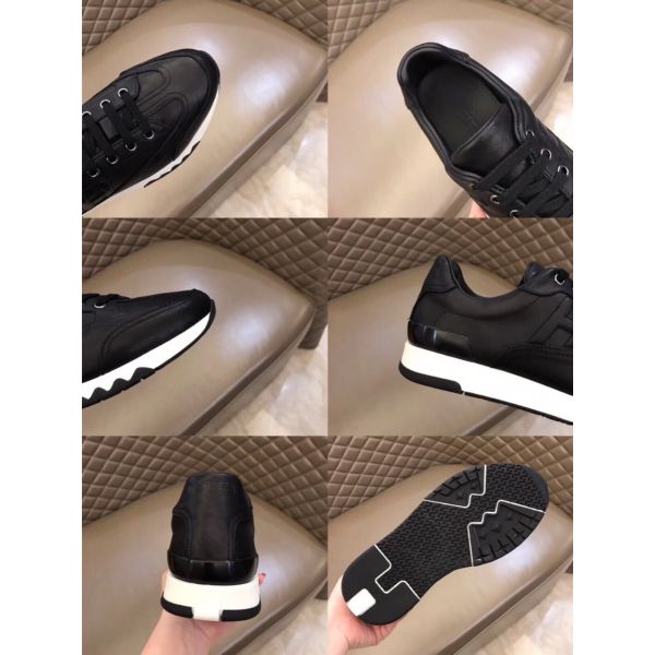 HERM Men's Trail Sneakers In Black Calfskin Leather
