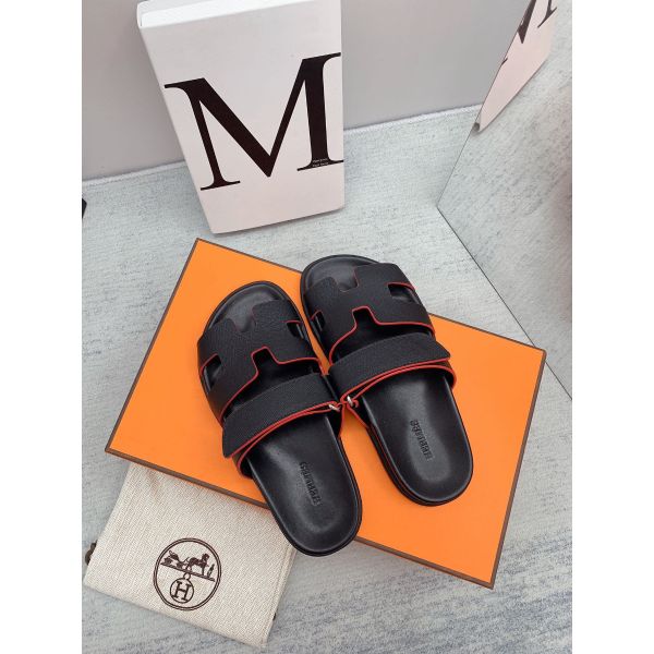 HERM Men's Chypre Sandals in Black Epsom Calfskin