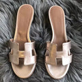 HERM Oasis Sandals In Champagne Swift Leather