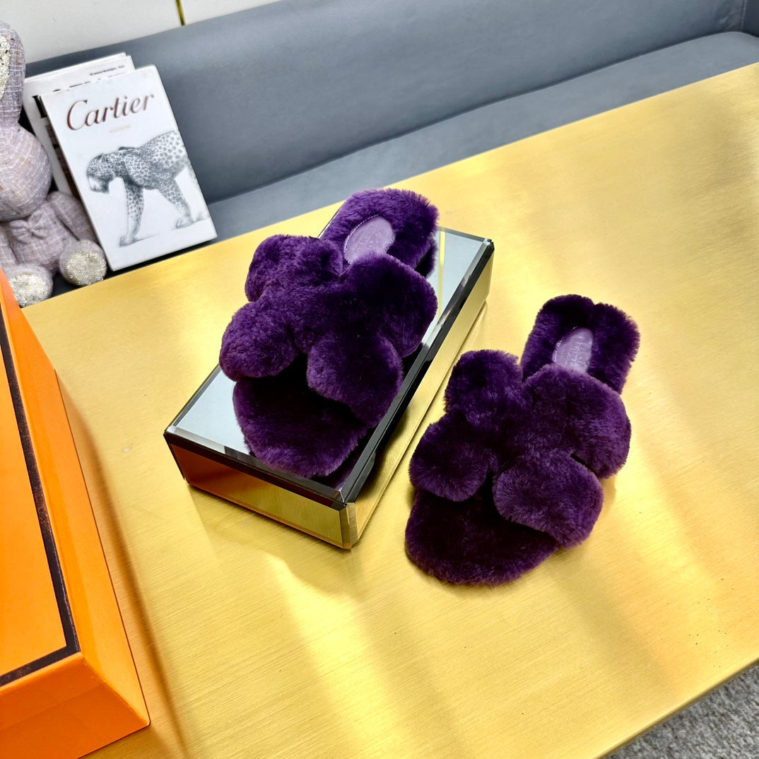 ORAN SHEARLING SANDALS PLUM PURPLE